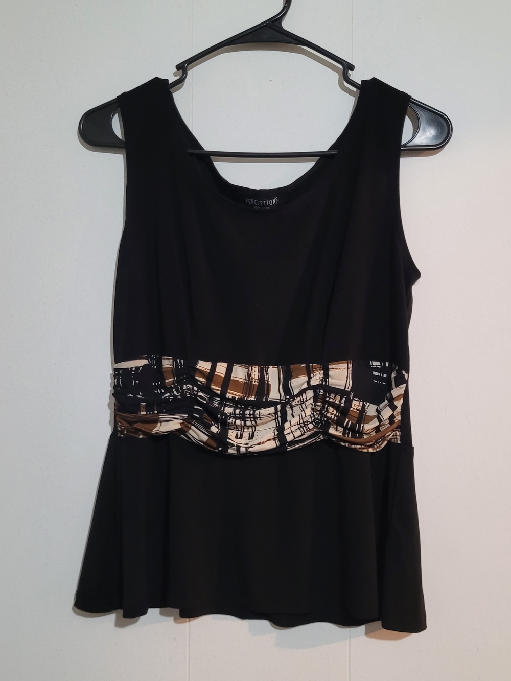 Perceptions Black Tank with Brown & Cream Band